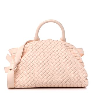 Bottega Veneta Nappa Intreccio Tas Pegangan Empuk Mini Flamingo