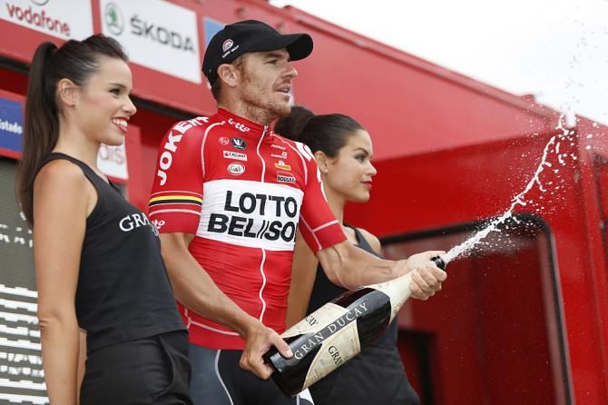 Champagne for Adam Hansen after his Vuelta stage win