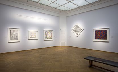 Installation view with Piet Mondrian’s works