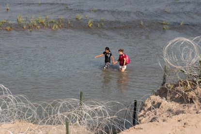 Razor wire at U.S. border in Texas