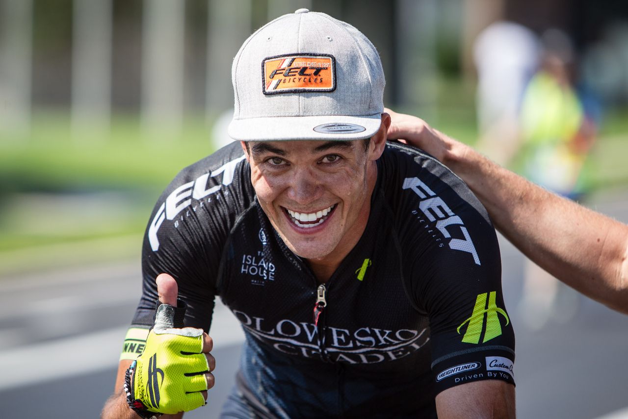 Thumbs up from stage winner Travis McCabe (Holowesko-Citadel)