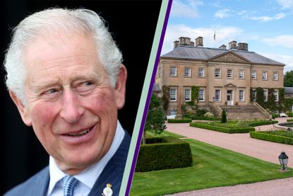 King Charles Grand Designs - King Charles smiling alongside a picture of Dumfries House