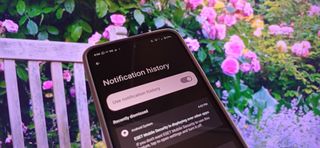 Notification history in Android phone settings