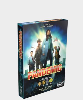Pandemic box on a plain background