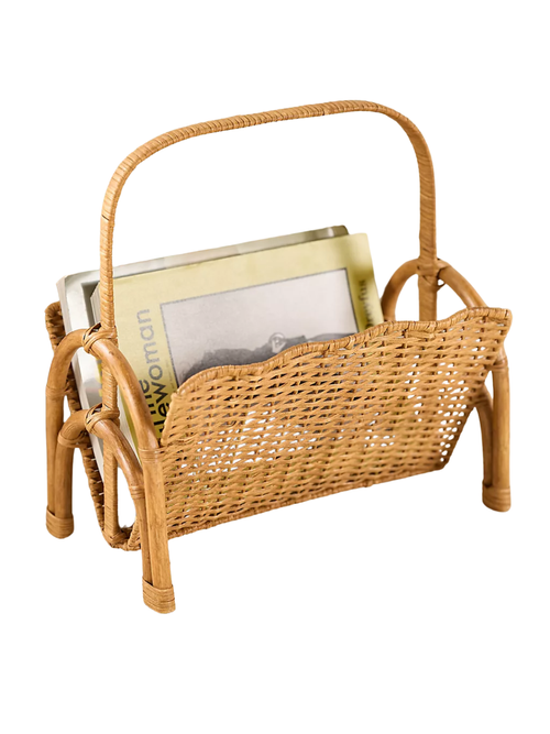 Ripple Rattan Magazine Basket With Handle