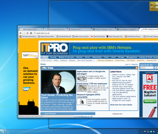 Aero Snap - Windows 7's windows management is fantastic and well suited to multiple monitors.