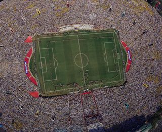 A general aerial view of the FIFA World Cup Final between Italy and Brazil on 17th July 1994 at the Rose Bowl stadium in Pasadena, California, United States. Brazil won the match 3 - 2 on penalties.
