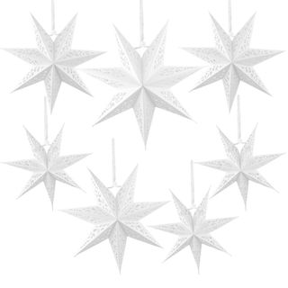 7-set of white paper stars