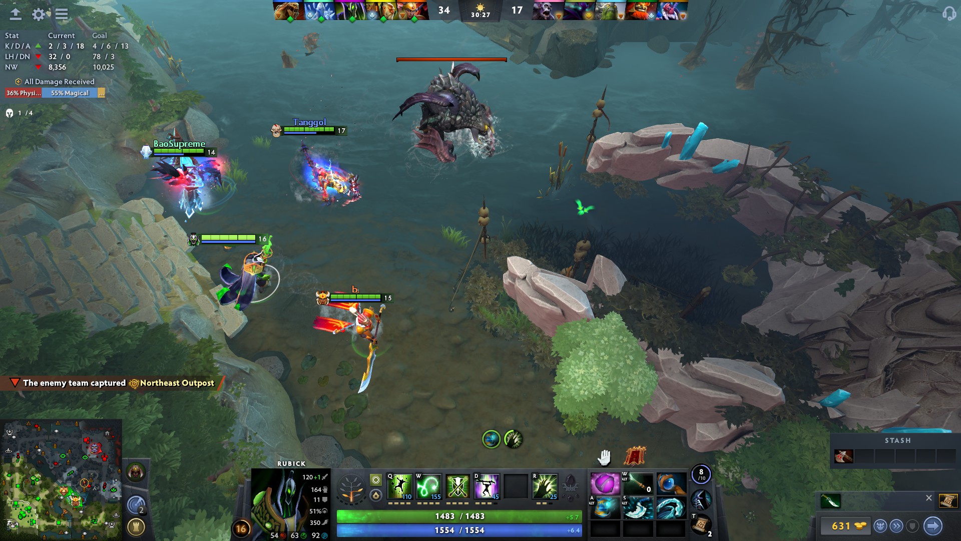 A team about to attack Roshan in Dota 2.