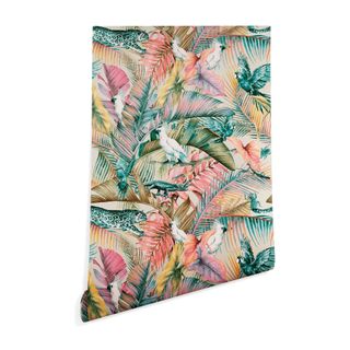 Tropical brights peel and stick wallpaper design