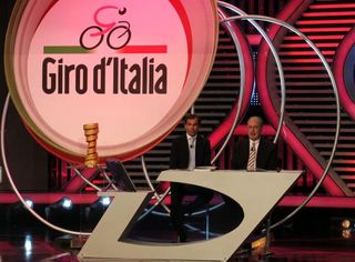 Giro head honcho Angelo Zomegnan (right) introduces the 2010 race.