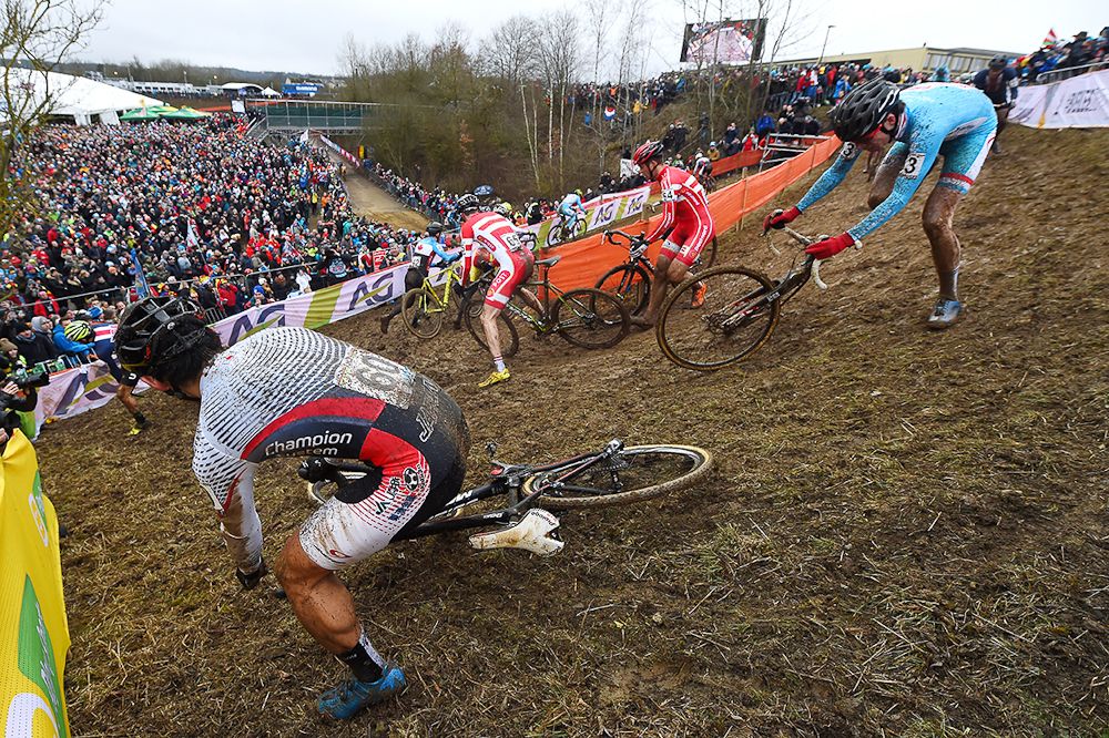 Riders had trouble with the slick downhill section