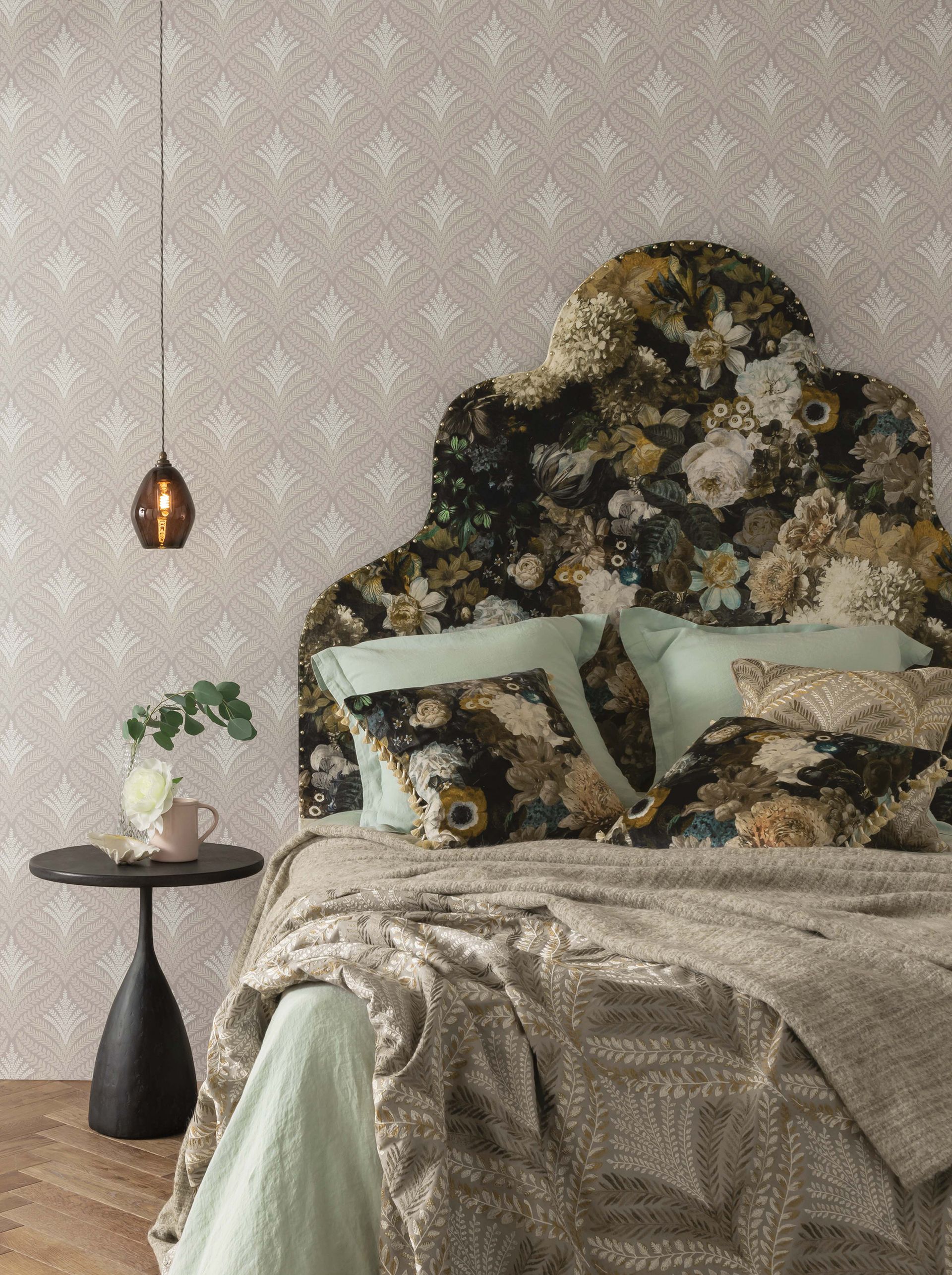 Headboard in Fullterton fabric by Osborne & Little