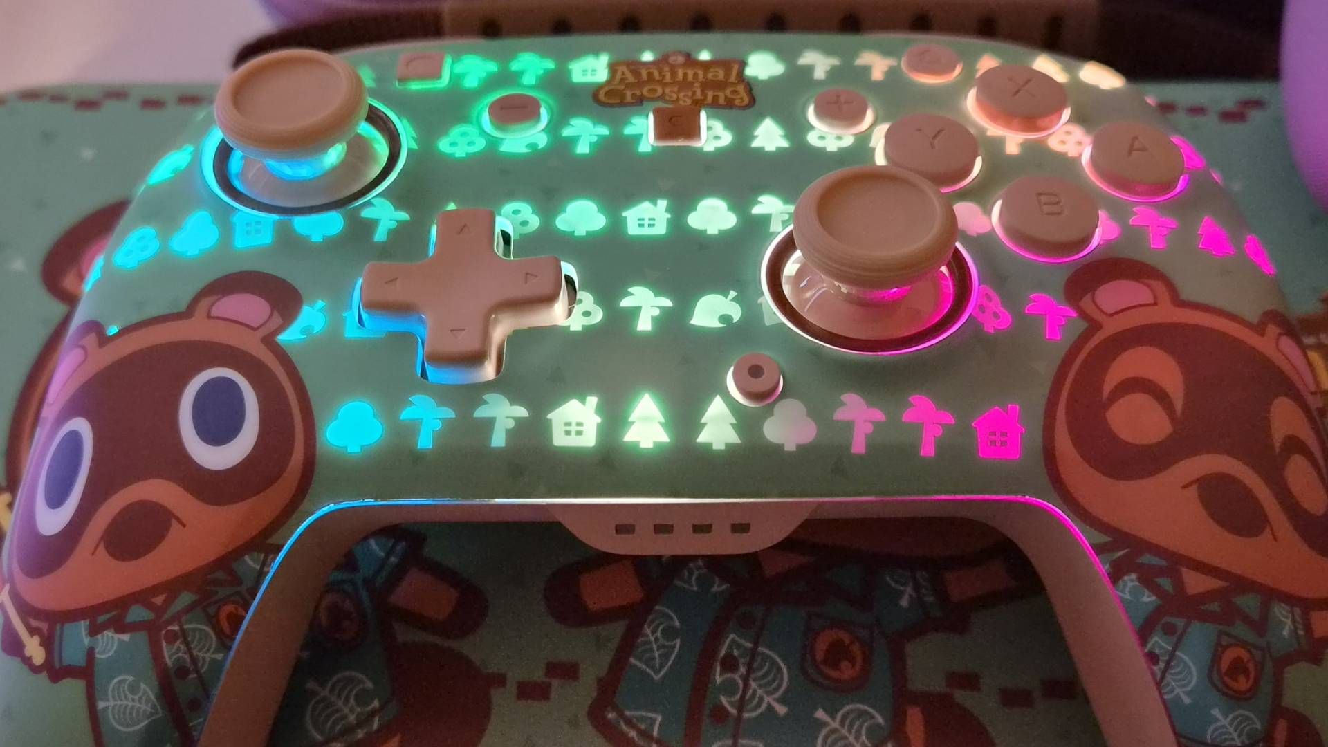 Photo of the Turtle Beach Animal Crossing accessories sitting on a white desk.