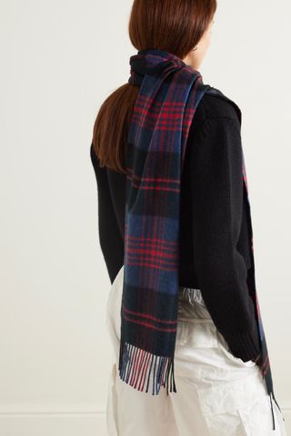 Johnstons of Elgin Fringed Checked Cashmere Scarf