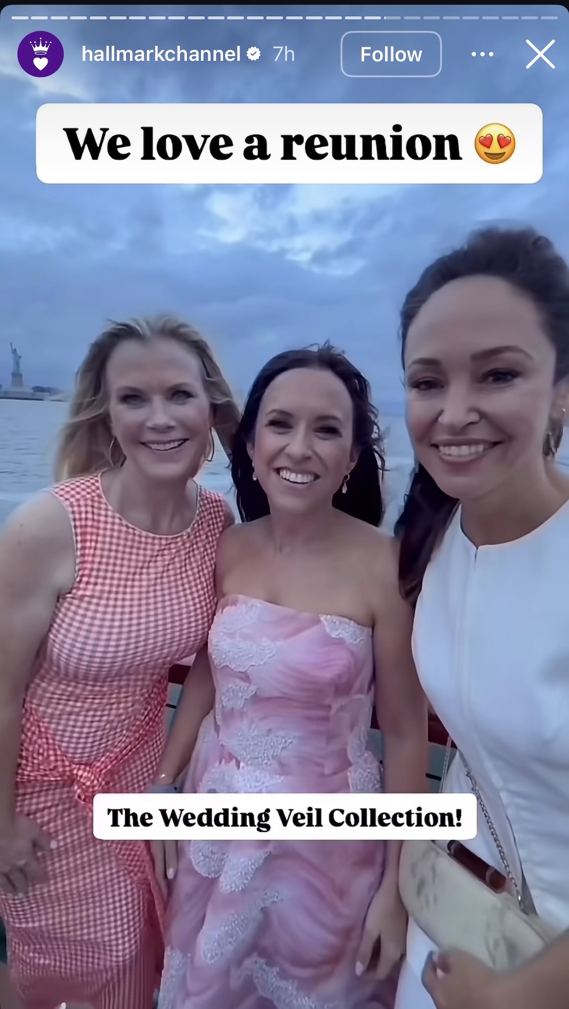 The Wedding Veil stars Alison Sweeney, Lacey Chabert, and Autumn Reeser together for Hallmark's 25th birthday in an Instagram story.