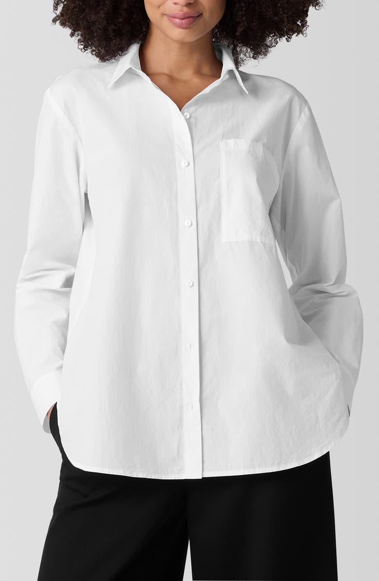 Classic Long Organic Cotton Button-Up Shirt