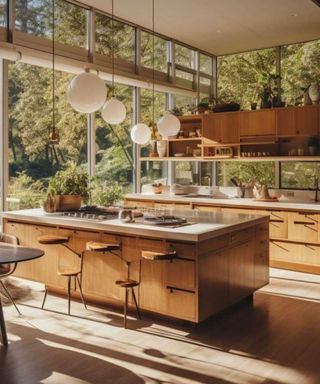 mid century modern wooden kitchen