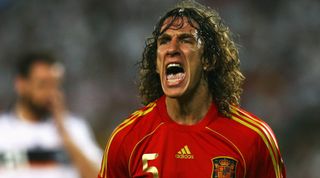 VIENNA, AUSTRIA - JUNE 29: Carles Puyol of Spain shouts during the UEFA EURO 2008 Final match between Germany and Spain at Ernst Happel Stadion on June 29, 2008 in Vienna, Austria. (Photo by Shaun Botterill/Getty Images)