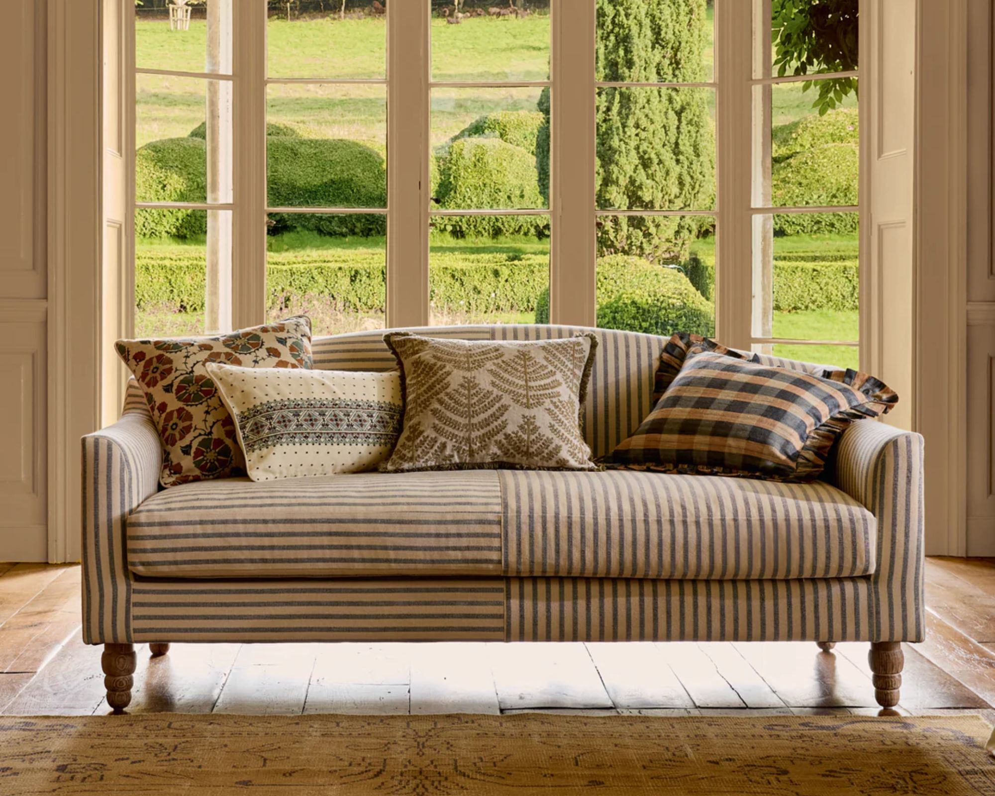 Oka striped linen sofa