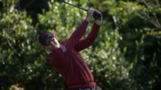 Sergio Garcia holds his finish on a tee shot