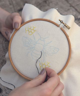 Embroidery with bee