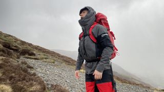 how to stay dry while hiking: hood up