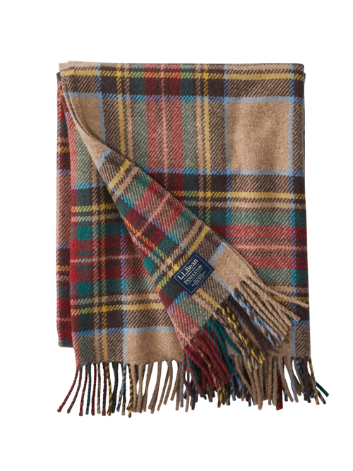 Washable Wool Throw, Plaid 54" X 60"
