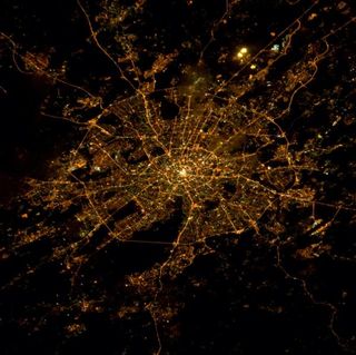 Moscow Rings at Night from ISS