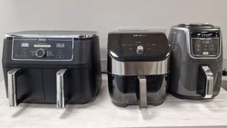 Instant and two ninja air fryers being tested