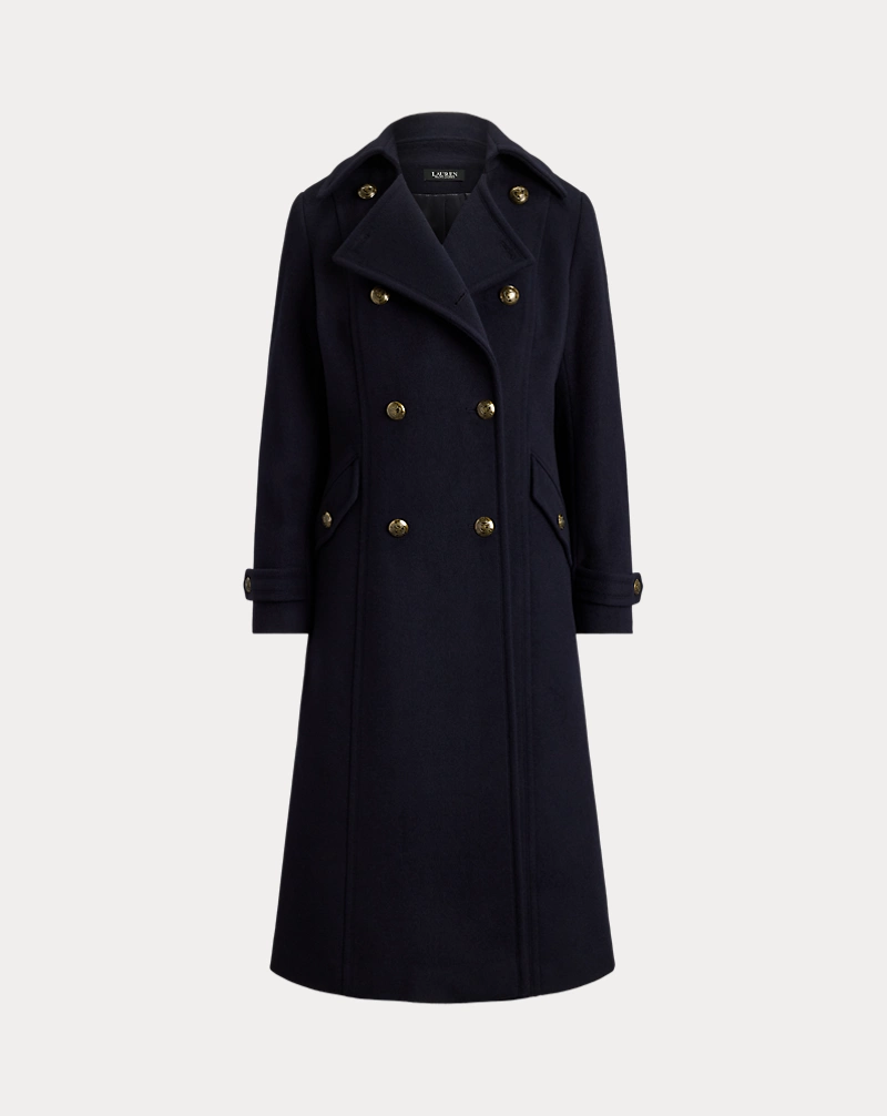 Wool Blend Double Breasted Coat