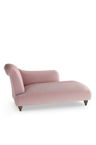bronte chaise longue in chalky pink vintage velvet, £1,145, loaf