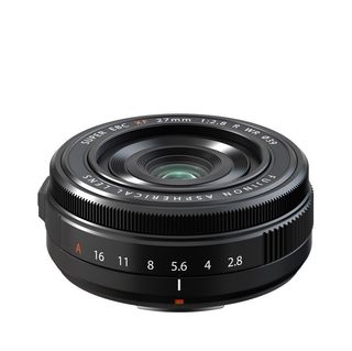 Fujifilm XF 27mm f/2.8 R WR product image on a white background