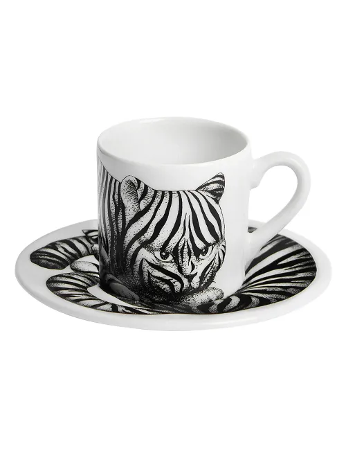 High Fidelity Tiger Print Coffee Mug & Saucer
