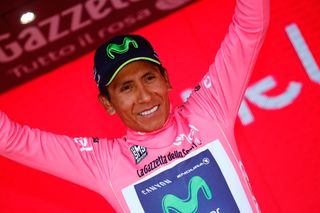Nairo Quintana in pink after stage 19 at the Giro d'Italia