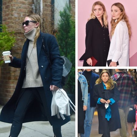 a collage of the olsen twins wearing various fall outfits spotted through streetstyle