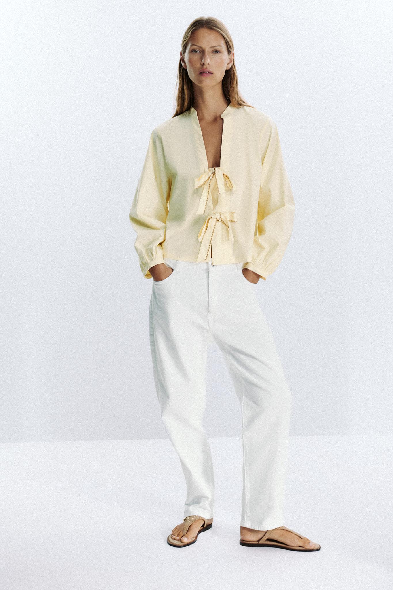 Striped Poplin Shirt With Ties