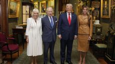 L-R: Queen Camilla, King Charles, Donald Trump, Melania Trump pose inside Windsor Castle