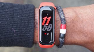 The Samsung Galaxy Fit 2 on a wrist