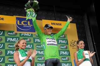 Thor Hushovd (Cervelo TestTeam) is back in the green jersey.