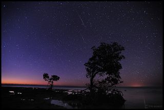 Photographer Jeff Berkes captured several Quadrantid meteors in this long-exposure image taken in the Florida Keys in January 2012. The 2018 Quadrantids will peak overnight on Jan. 3 and 4.