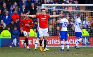Manchester United captain Harry Maguire scored the first goal of the 6-0 win at Tranmere.