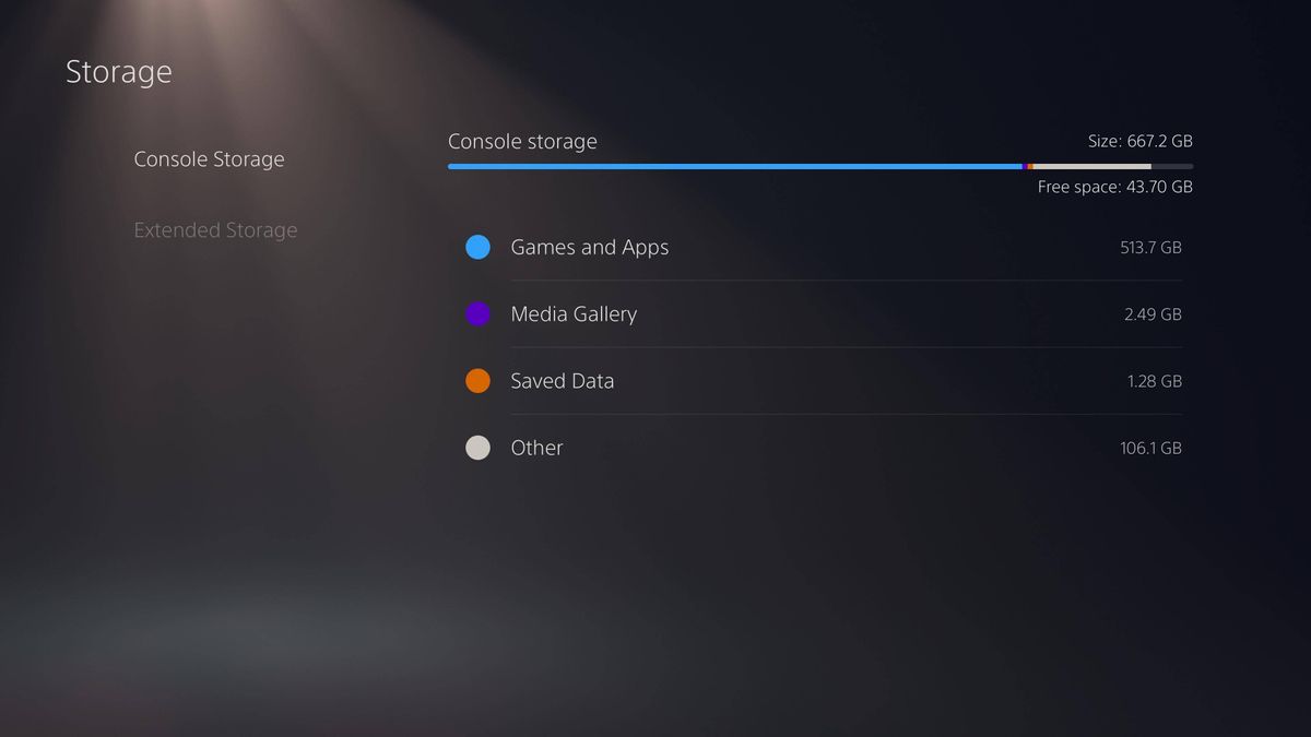 PS5 storage