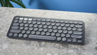 Photograph of the Logitech Pebble Keys 2 wireless keyboard