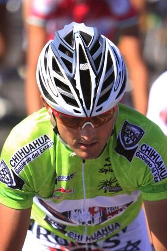 Oscar Sevilla (Rock Racing) rides in the race leader's jersey.