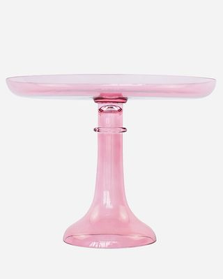 pink glass cake stand