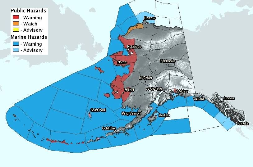 alaska weather warning map