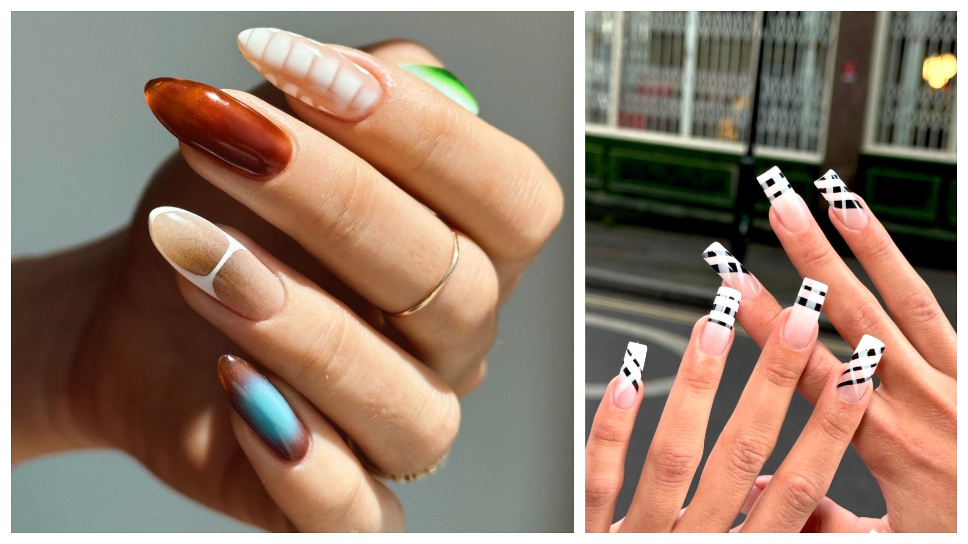 marieclaire.com - Audrey Noble - A Plaid French Is the Manicure Design I Didn't Know I Needed