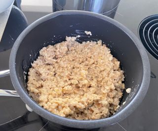 Making porridge in the Lakeland Stainless Steel Pan Set