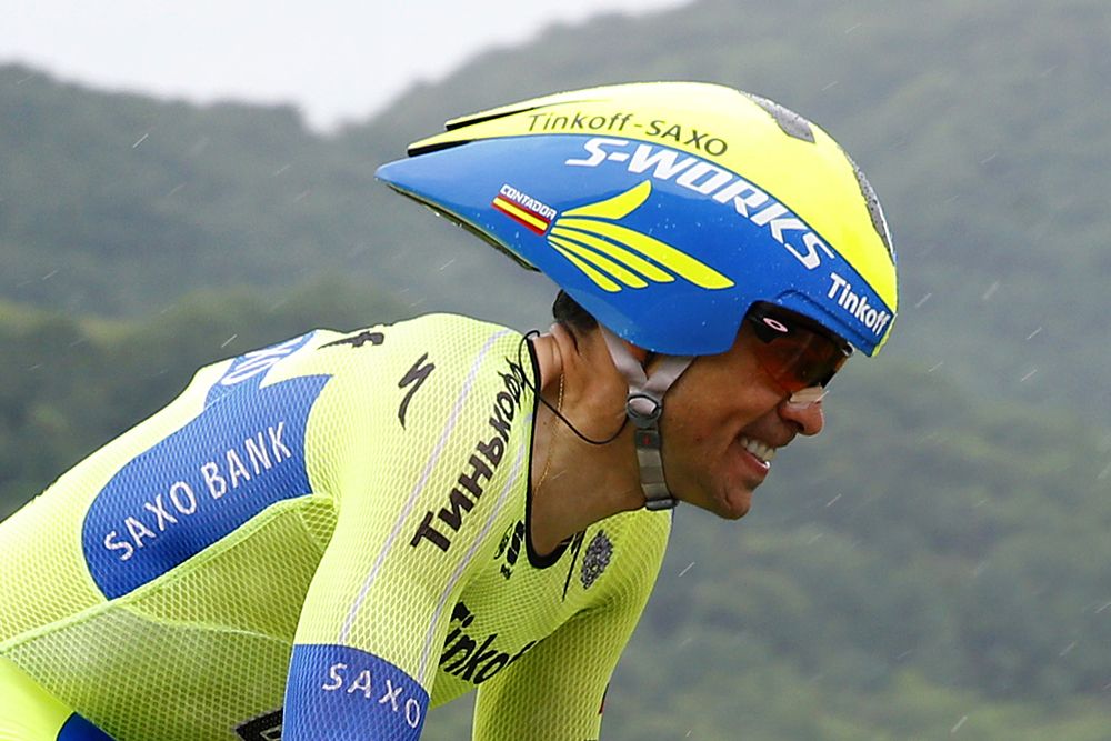 Alberto Contador (Tinkoff-Saxo) third in the stage 14 time trial